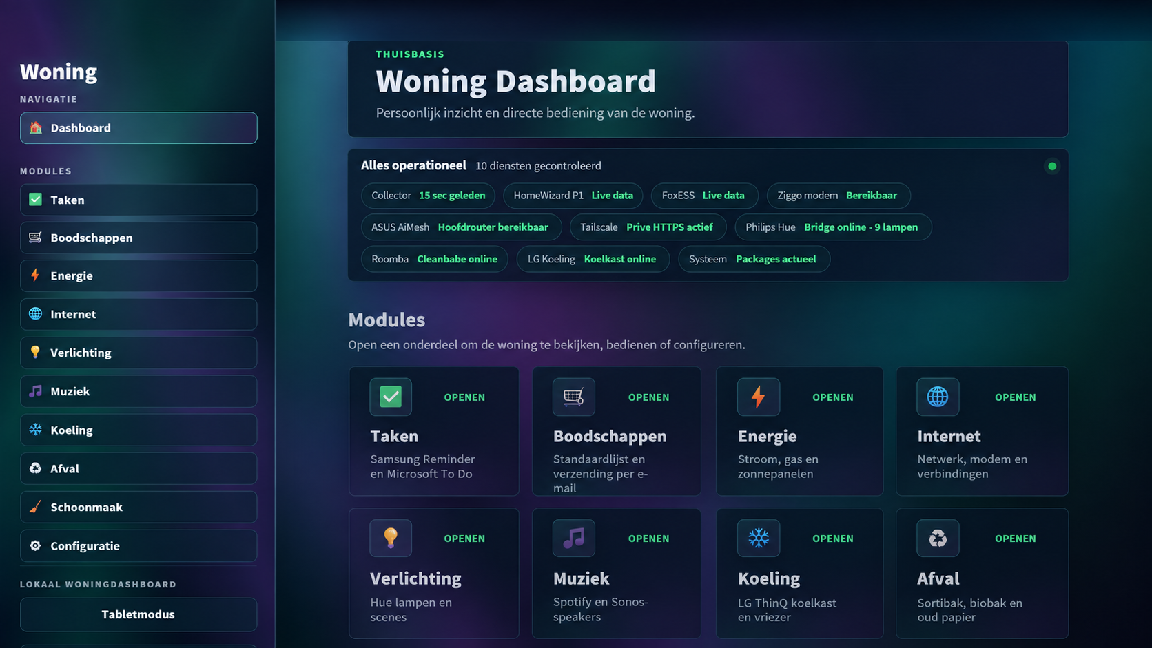 Smart home operations dashboard
